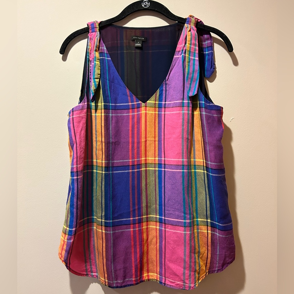 Ann Taylor Multicolor Plaid Tank Top